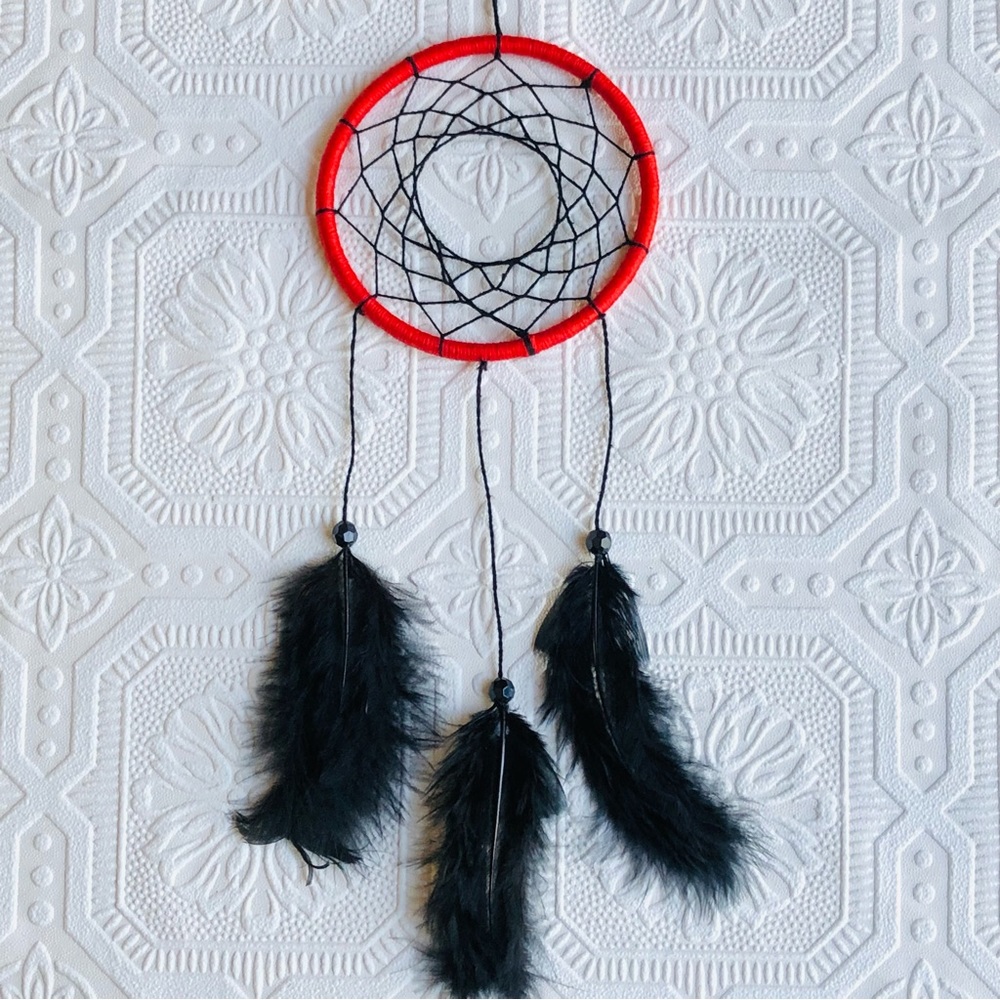 Handmade Red & Black Dreamcatcher